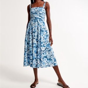 NWT Abercrombie Emerson Poplin Wide Strap Midi Dress